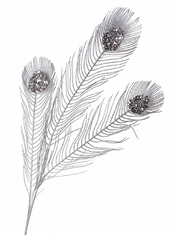 Picture of Glitter Peacock Stem Champagne 36"